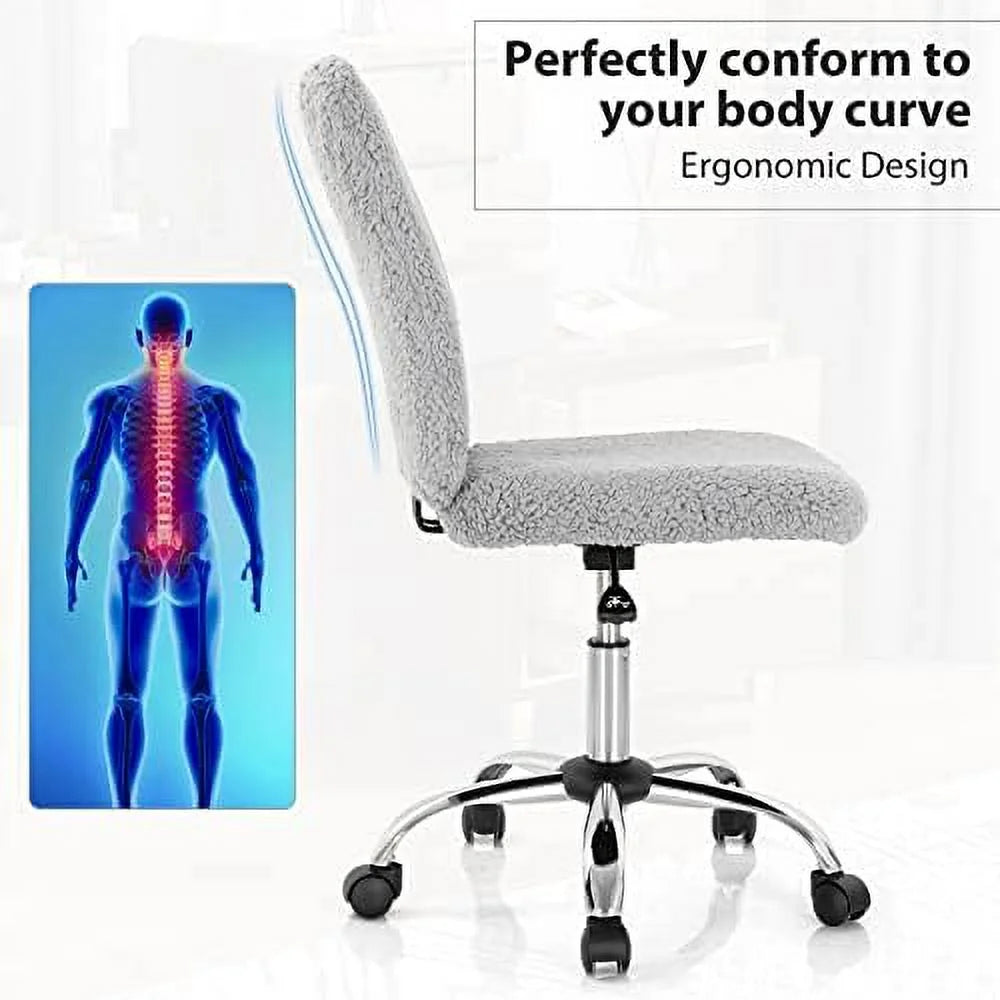 Grey Faux Armless Height Adjustable Swivel Office Chair E762335