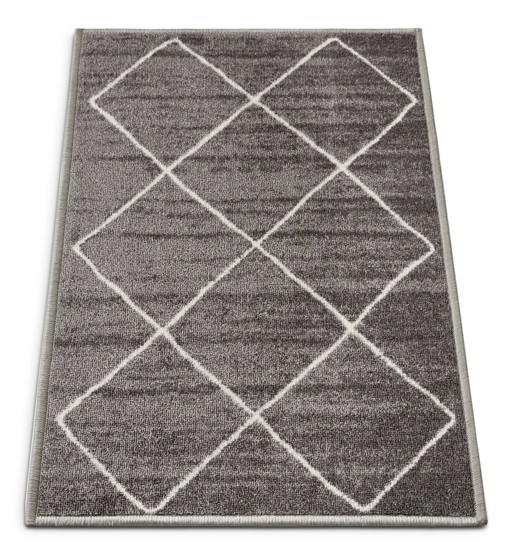 Grey Diamond Lattice Print Indoor Outdoor Area Rug B33242