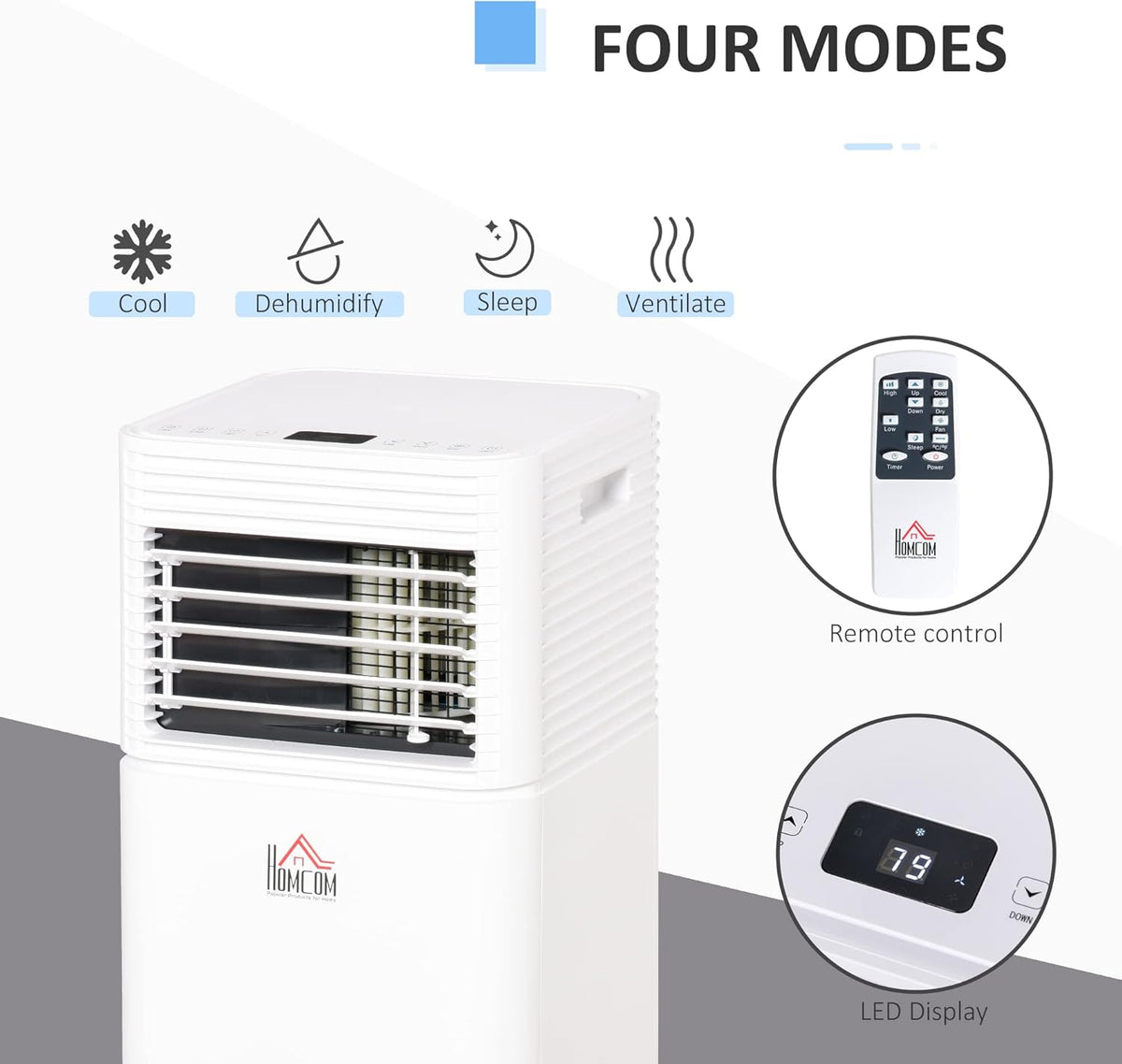 White Mobile Portable Air Conditioner with Remote Control S952