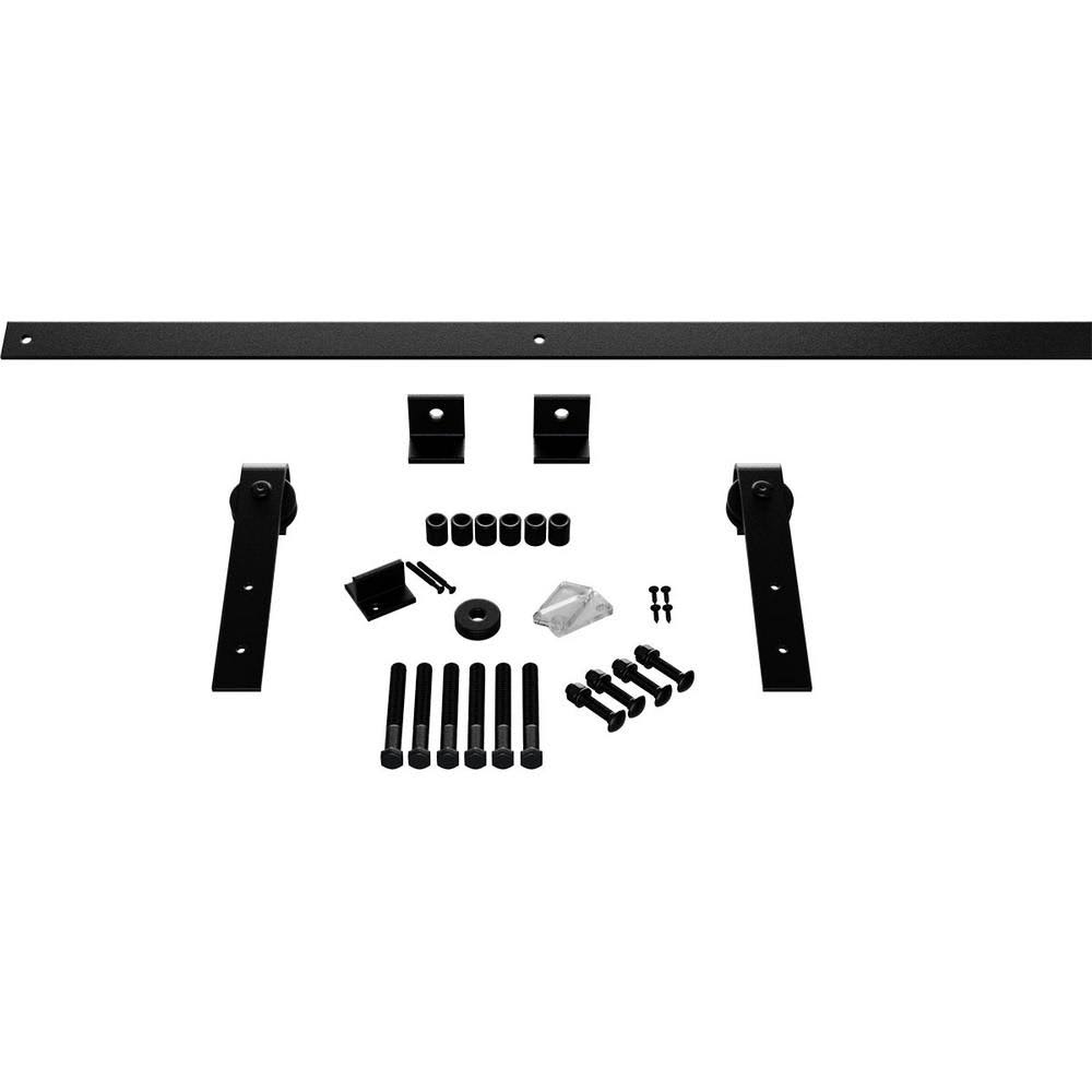 Matte Black Barn Door Hardware Set with 5 ft Track C833954