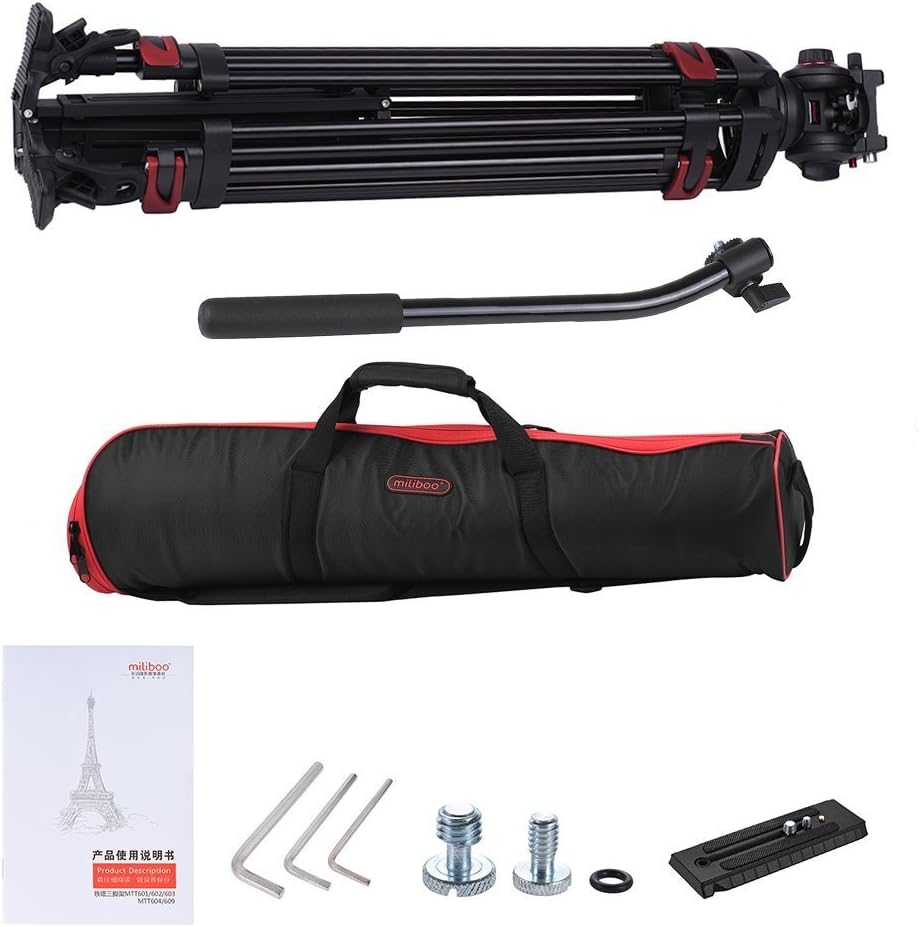Heavy Duty Aluminum Fluid Head Video Tripod with Ground Spreader E3036