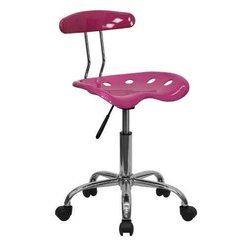 Vibrant Pink and Chrome Swivel Task Office Chair K74370