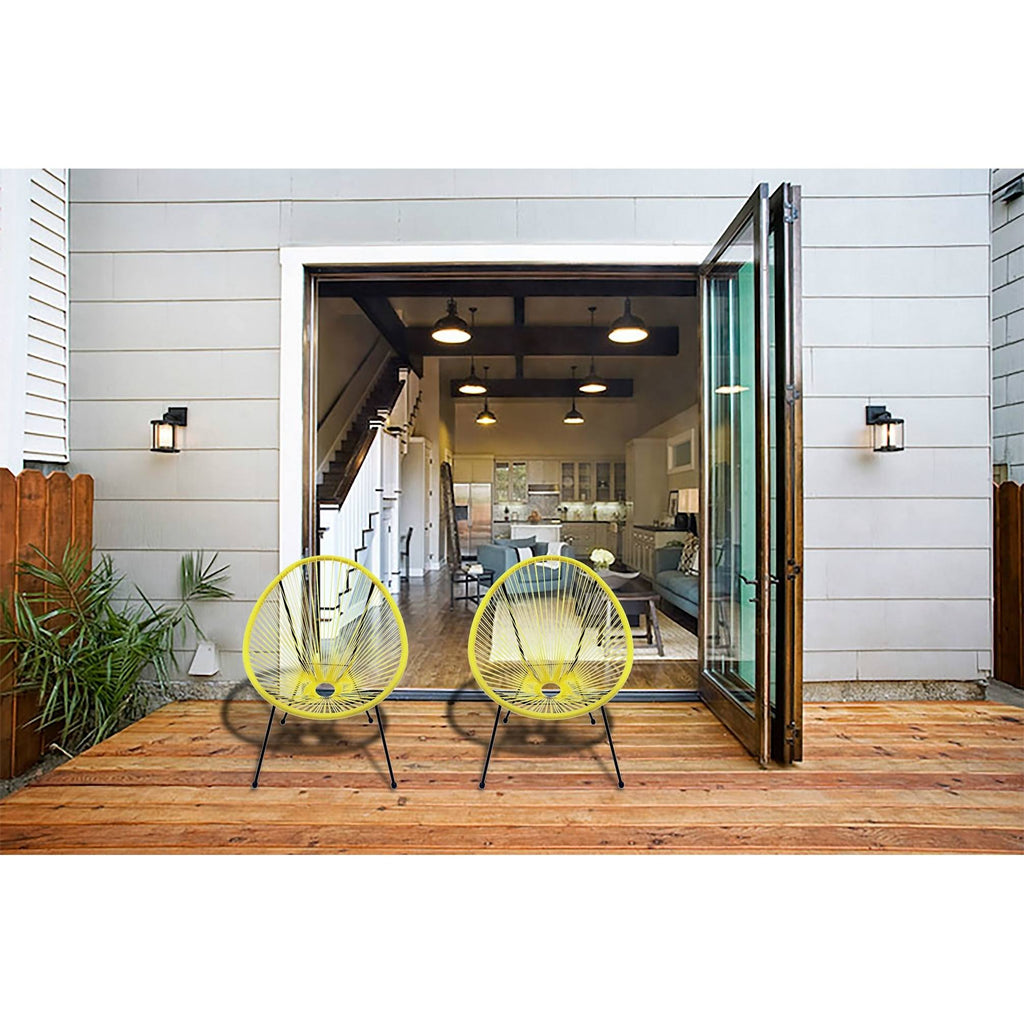 Black Acapulco Woven Basket Patio Chair with Table - 2Pc I41087