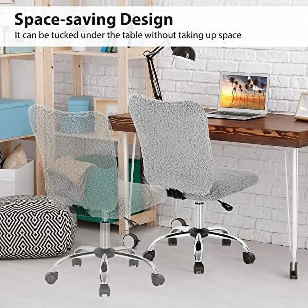 Grey Faux Armless Height Adjustable Swivel Office Chair E762335