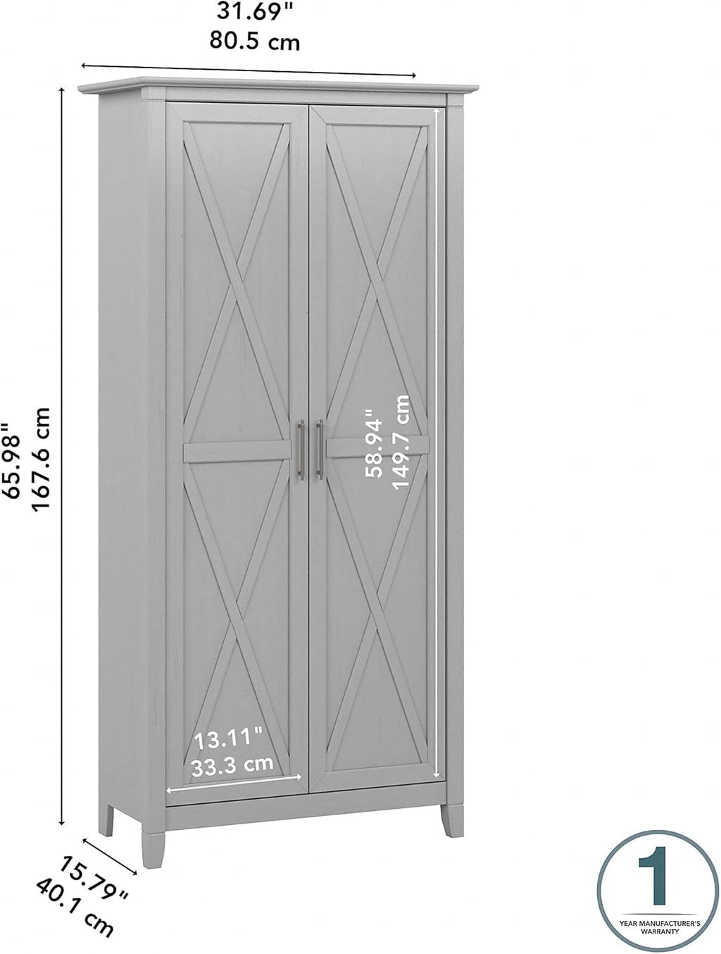 Tall Storage Cabinet with Doors, Cape Cod Gray C62663