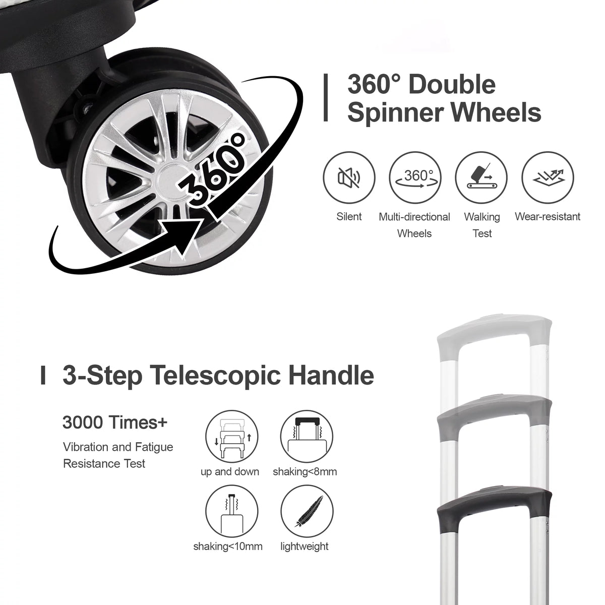 Expandable Hard Shell 3 Piece Luggage Set with Spinner Wheels F290389