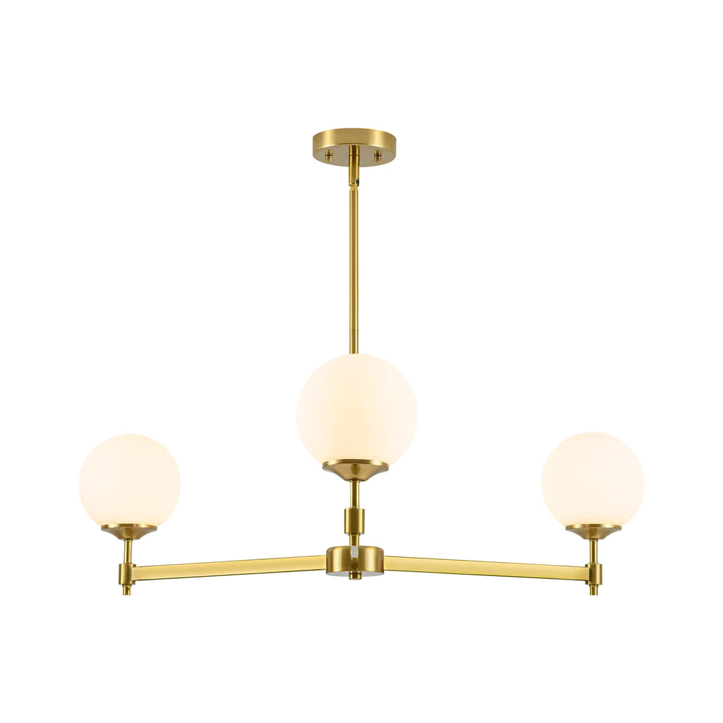 3-Light Dimmable Glass Globe Chandelier J6165