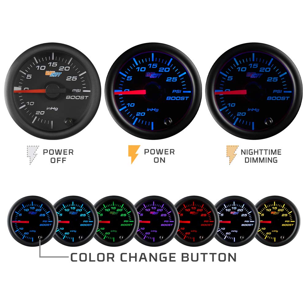 Black 7 Color Analog Needle Wideband Air / Fuel Ratio AFR Gauge 2-1/16" 52mm A5005
