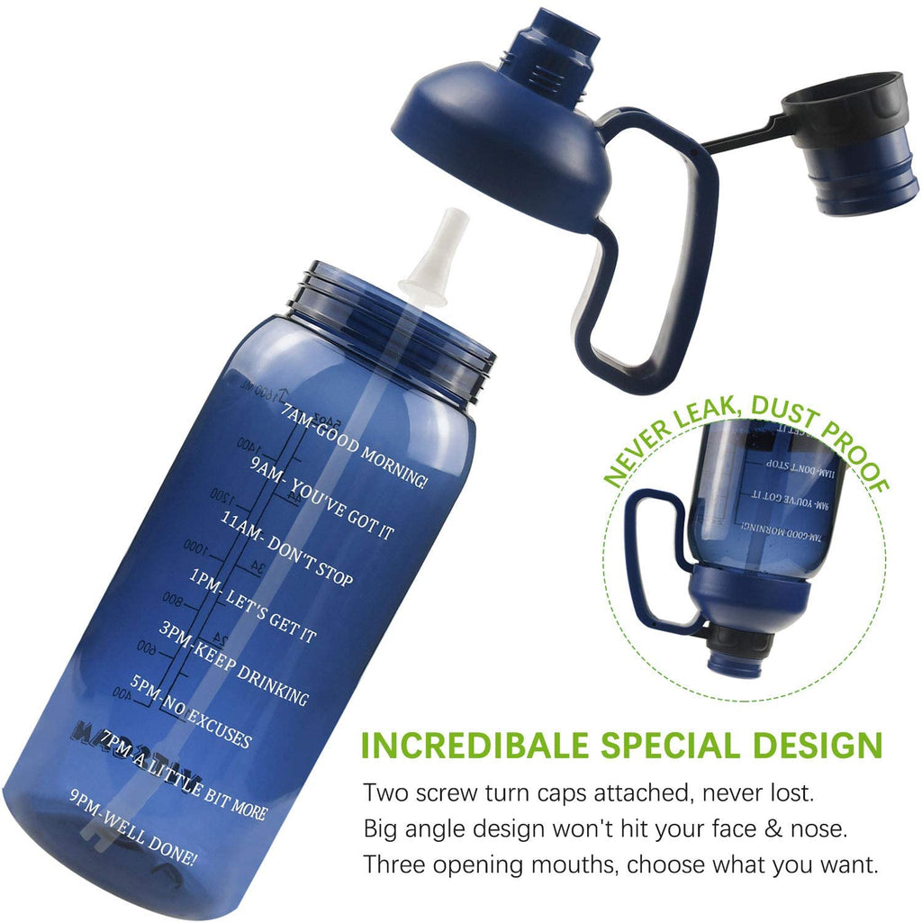 64 Oz Water Bottle With Straw and Time Marker V643