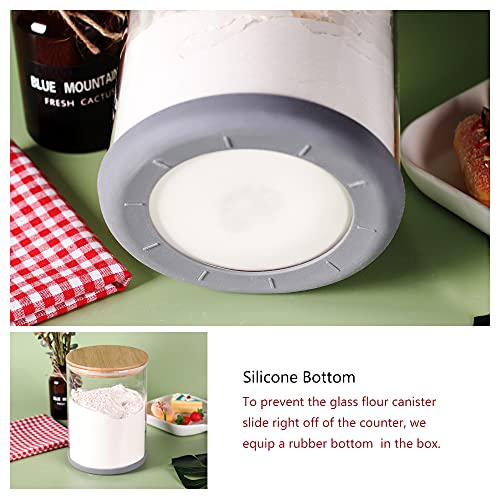 Glass Flour Container with Airtight Bamboo Lid, Large Glass Food Jar with Wooden Lid (3L) Y639486