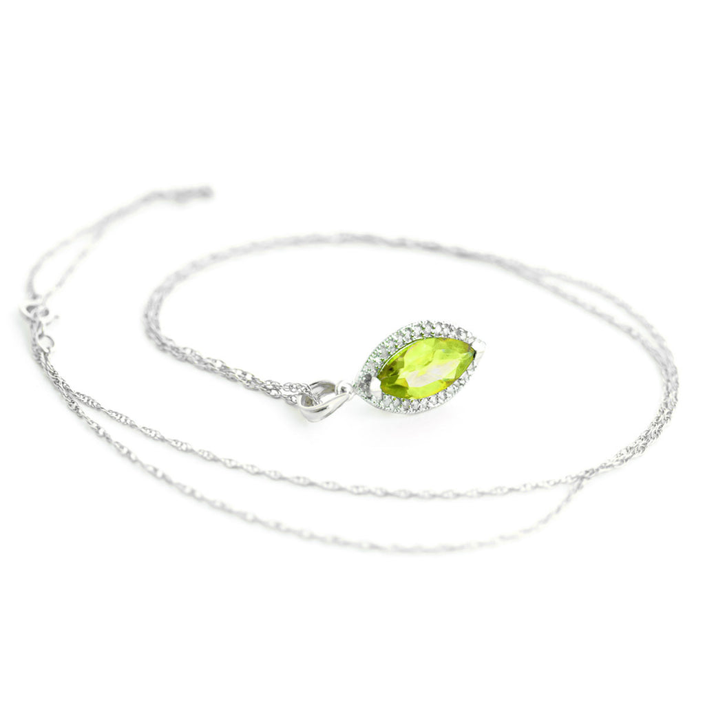 14k White Gold Diamond & Peridot Pendant Necklace V670