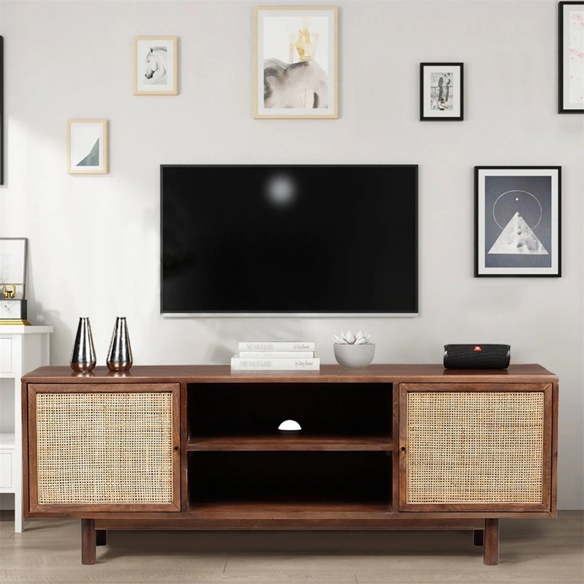 55" Solid Wood TV Stand Cabinet Media Console J525399