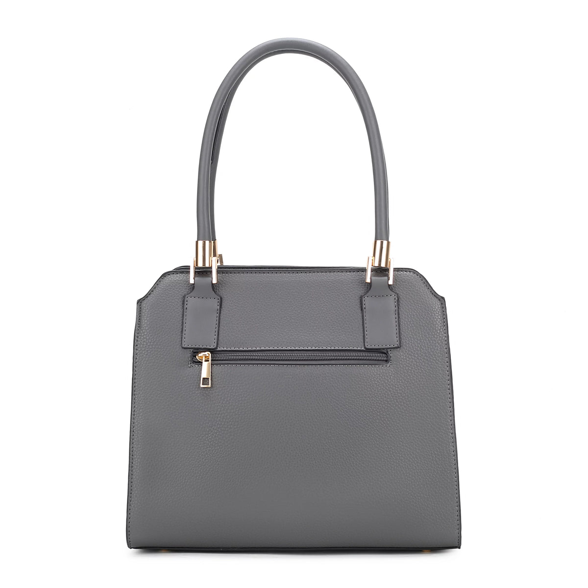 Pewter Vegan Leather Satchel Bag & Wristlet Wallet T401