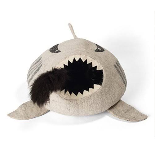 Grey Wool Cat Cave Bed U450871