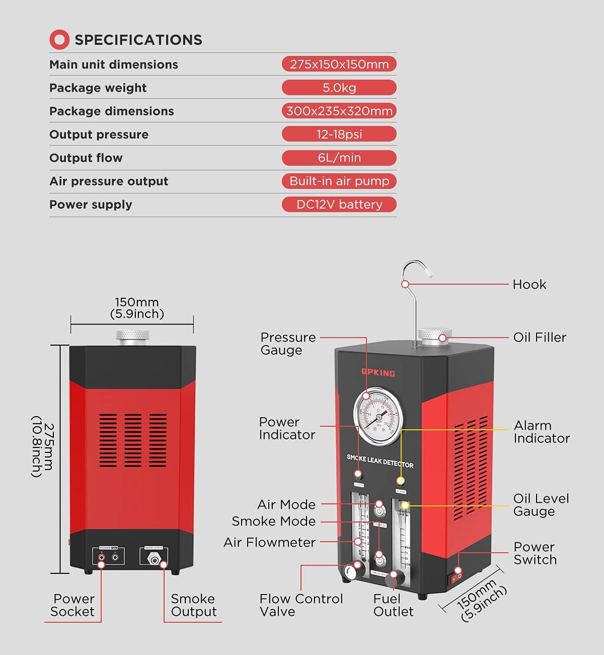 Automotive Smoke Leak Tester Detector I9377