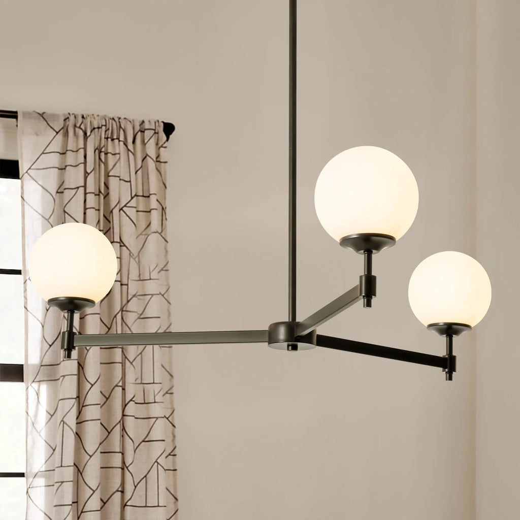 3-Light Dimmable Glass Globe Chandelier J6165