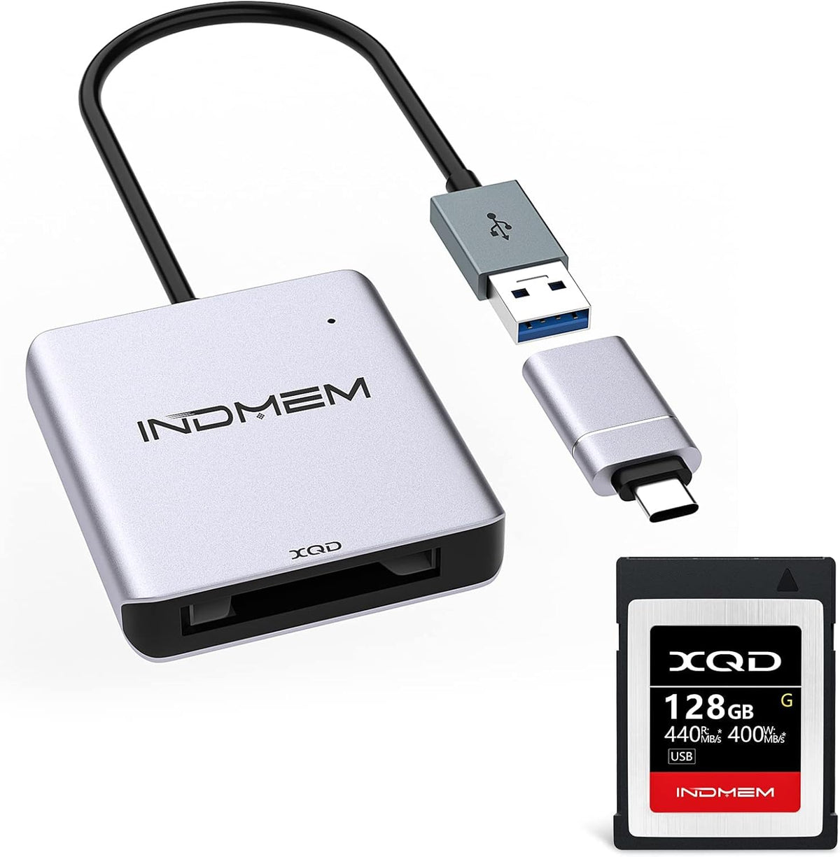 128GB XQD Memory Card with USB 3.0 Card Reader X622878
