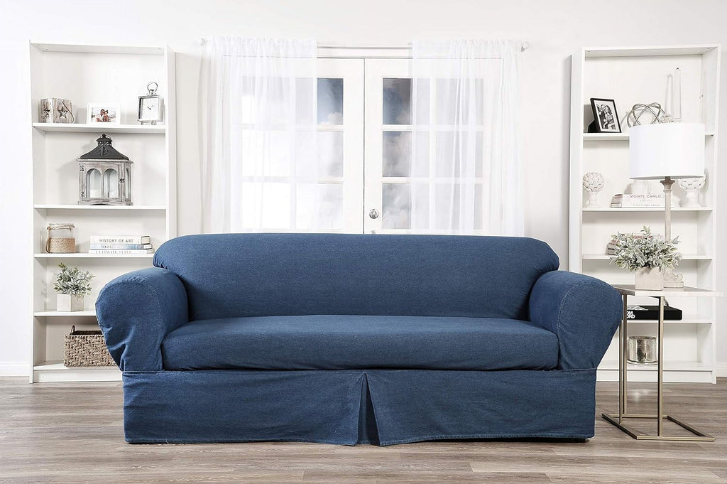 Blue Cotton Denim Sofa Slipcover Y772