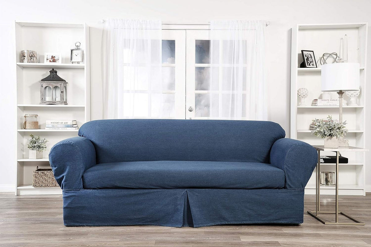 Blue Cotton Denim Sofa Slipcover Y772