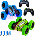 2 Pack 4WD RC Stunt Cars with LED Lights Blue Green E10245
