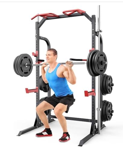Power Cage Squat Rack with Adjustable Cable Crossover System Q8833