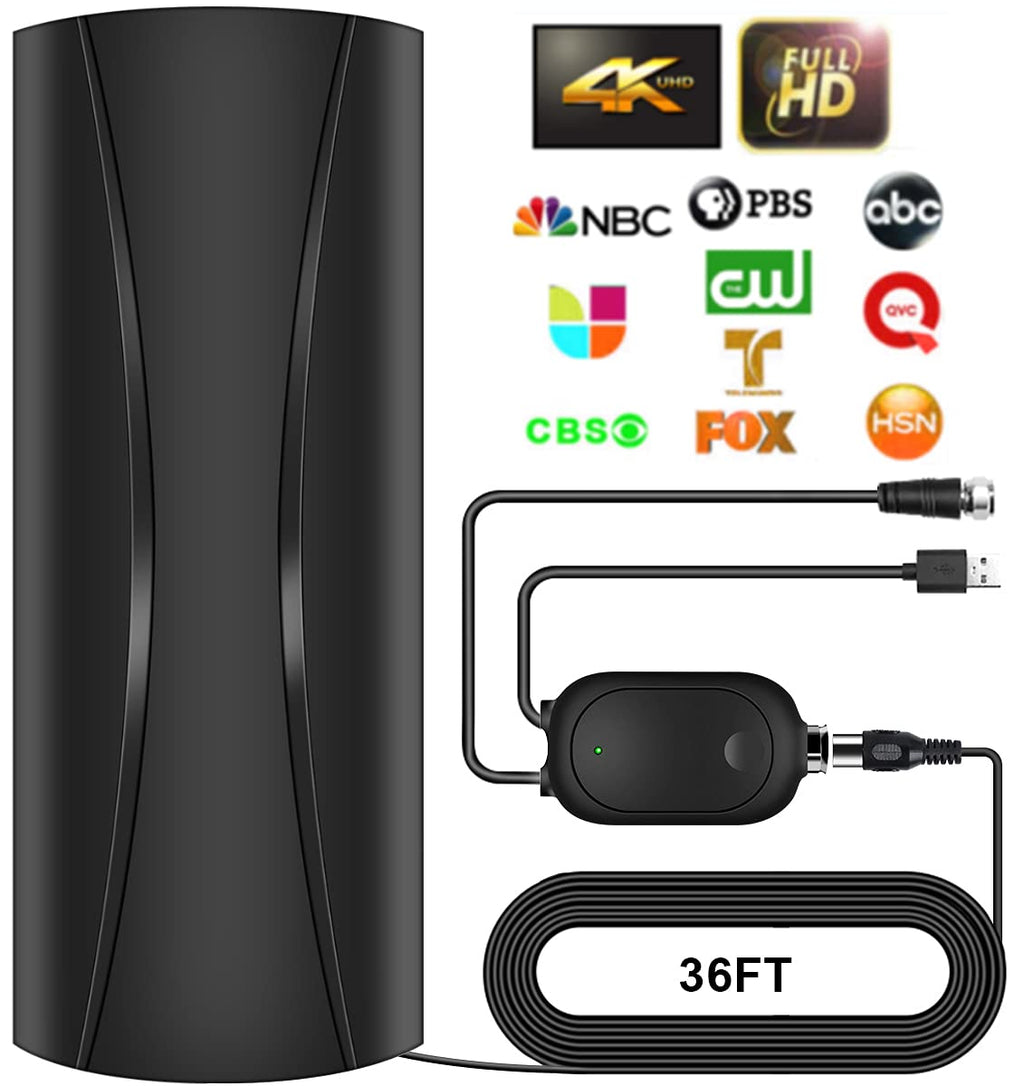 HD Digital TV Antenna 420+ Miles Range Indoor/Outdoor 4K 1080p with 36ft Coax Cable V3707