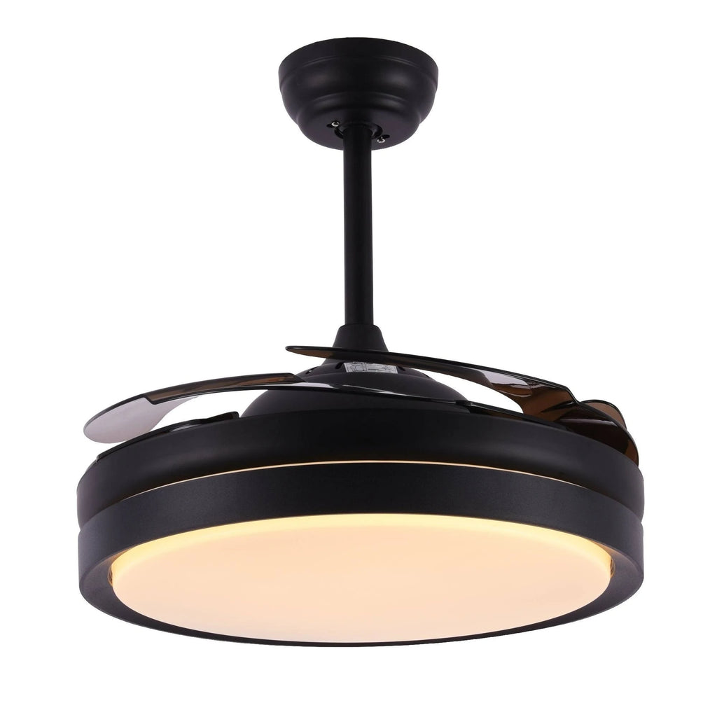 Retractable Metal LED Ceiling Fan with Remote - 42 Inches White N96797