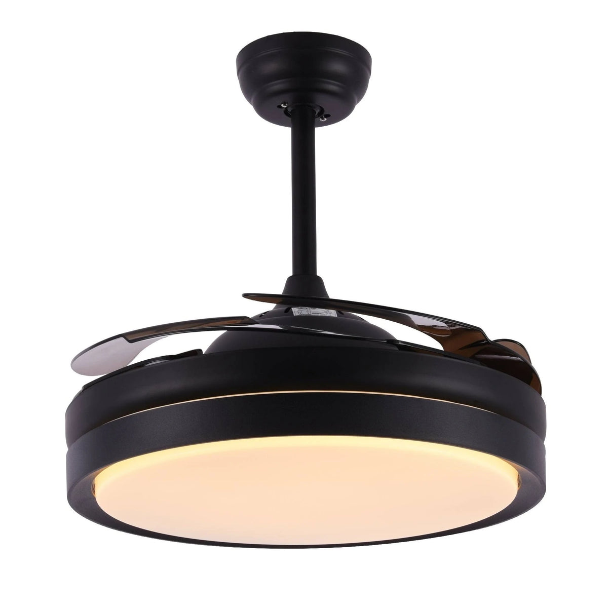 Retractable Metal LED Ceiling Fan with Remote - 42 Inches White N96797