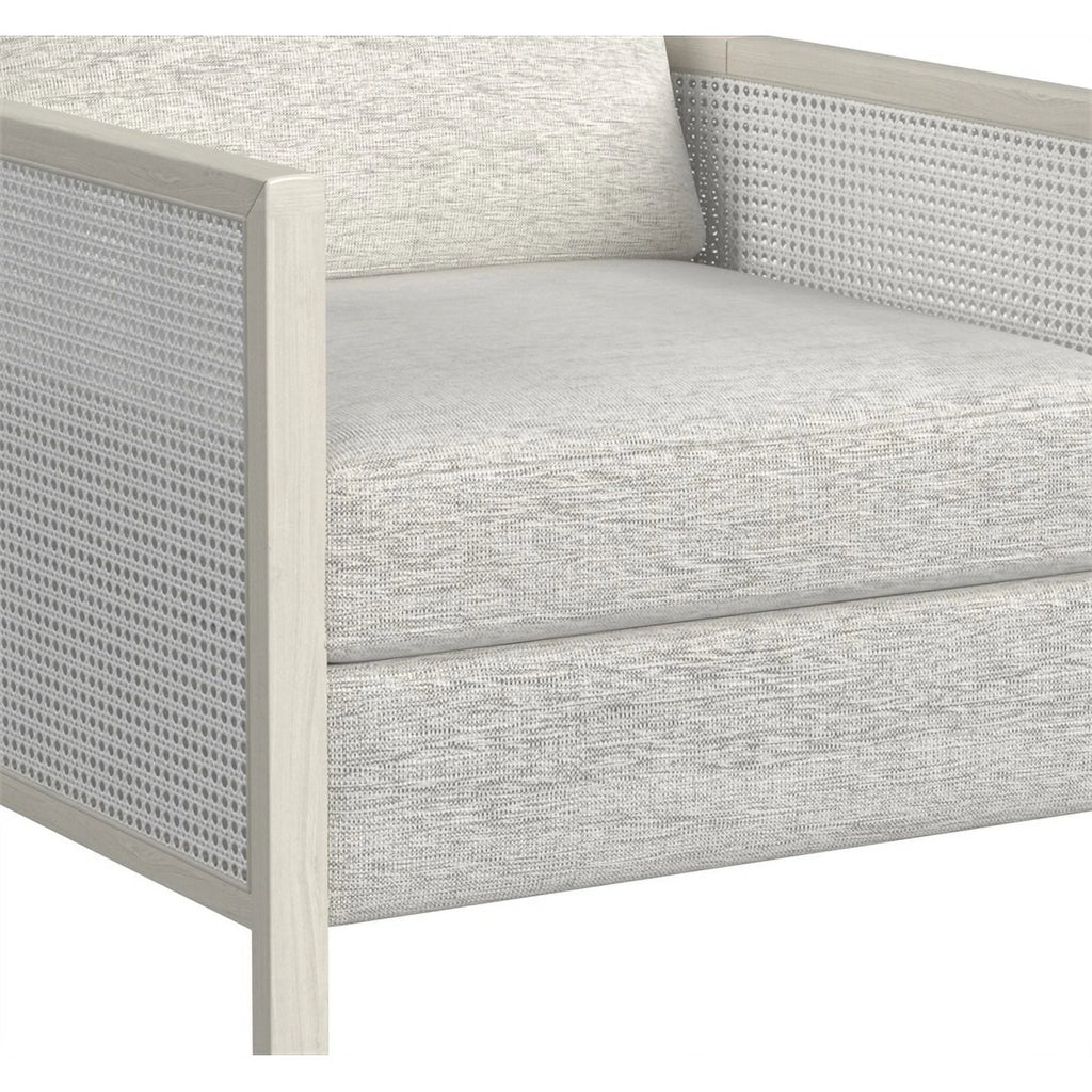 Hand Brushed White Wood and Fabric Accent Chair B1785