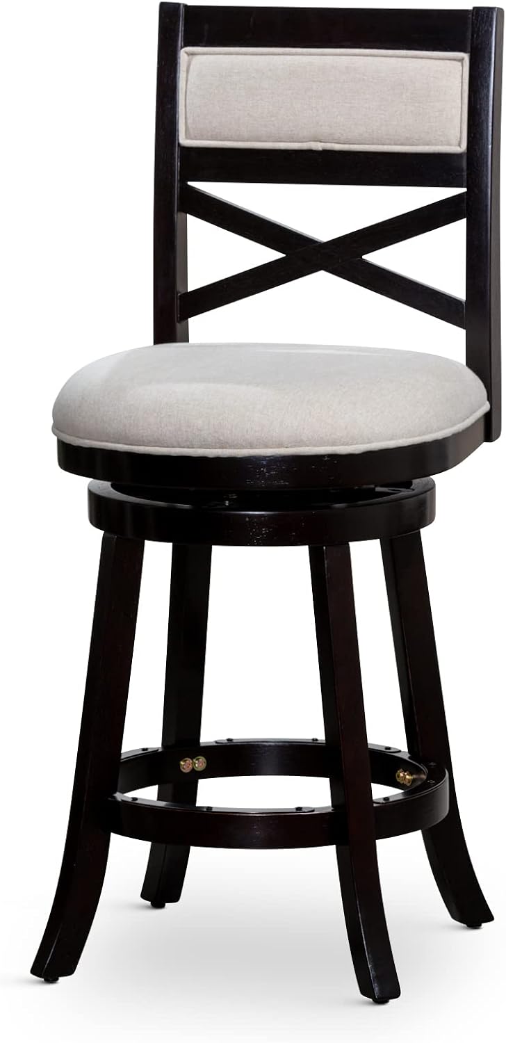Black Leather Seat Swivel Stool, 24” Counter Height N1935