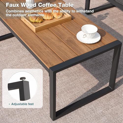 4 Pieces Metal Patio Furniture Set with Coffee Table O88875