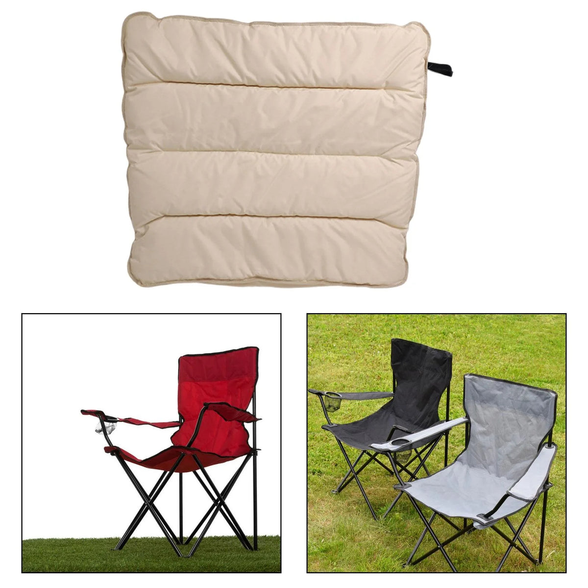 Khaki Folding Beach Lounger Cushion 103cmx91cm A68121