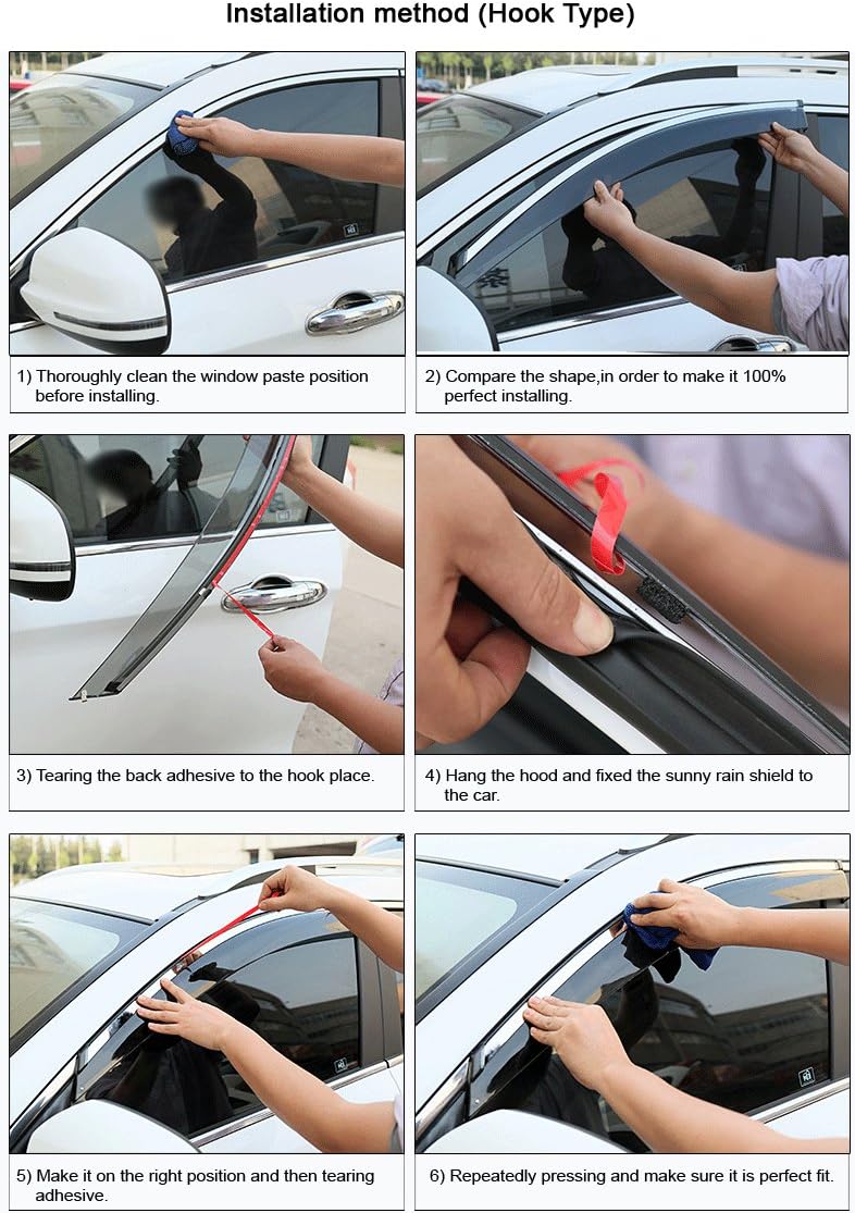 Car Window Visor Vent Shade Deflector Sun/Rain Guards K872108