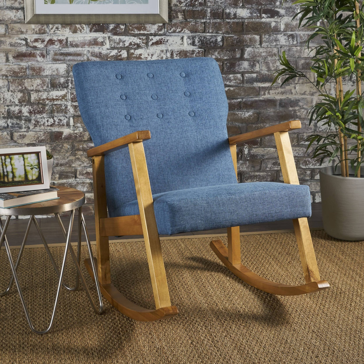 Muted Blue Fabric Rocking Chair C83716