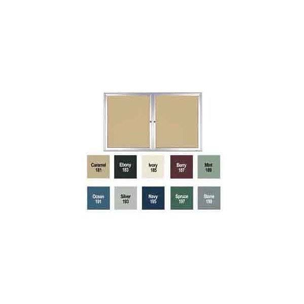 2 Door Enclosed Vinyl Bulletin Board Satin Frame Caramel N9856