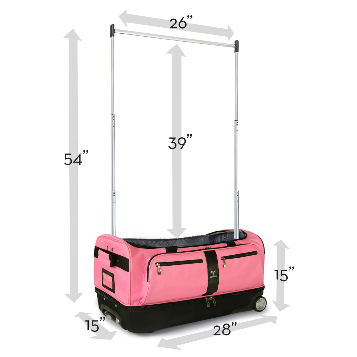 Pink/Black 28 inch Collapsible Duffel with Wheels Q84888