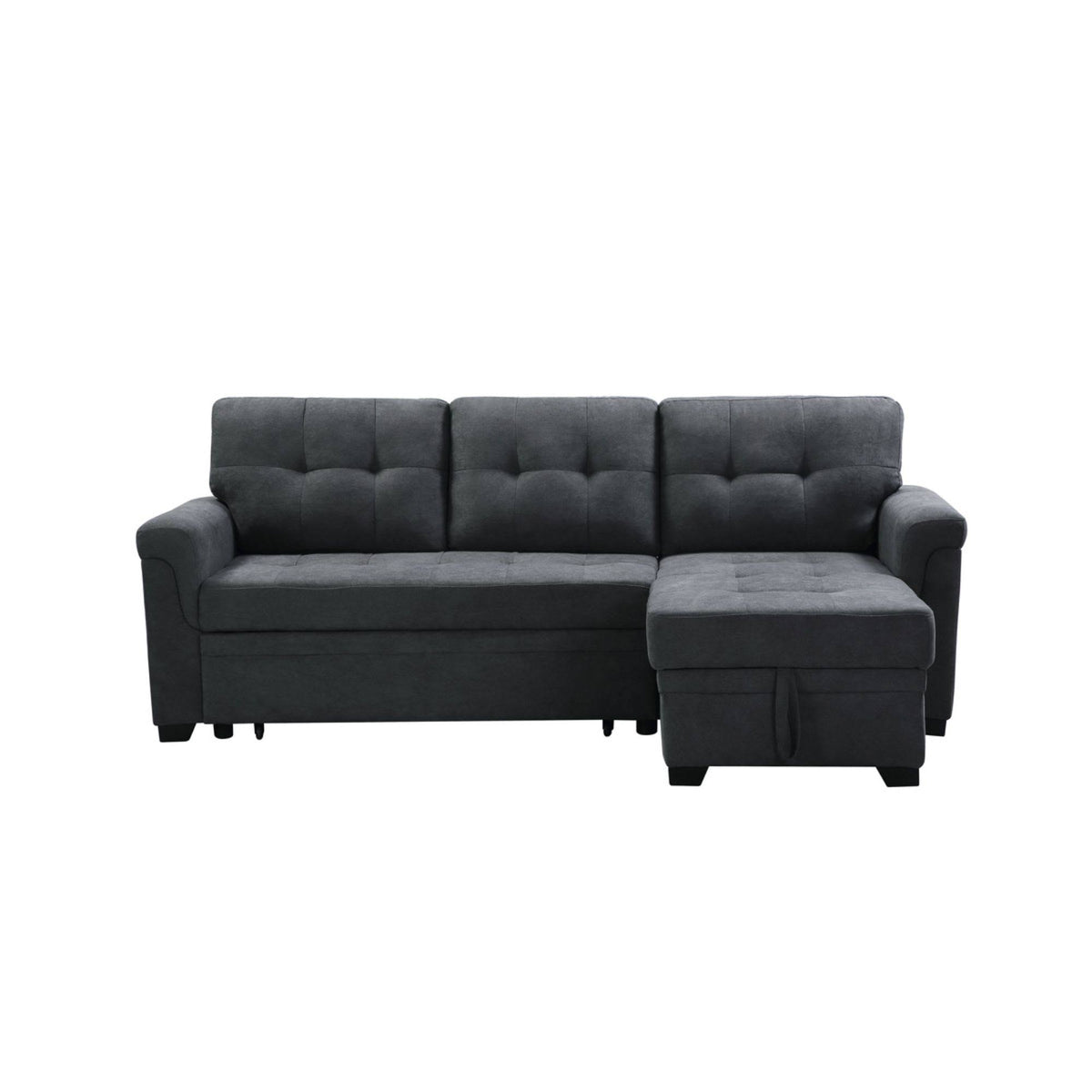 Dark Gray Fabric Reversible Sectional Sleeper Sofa Chaise with Storage T193790