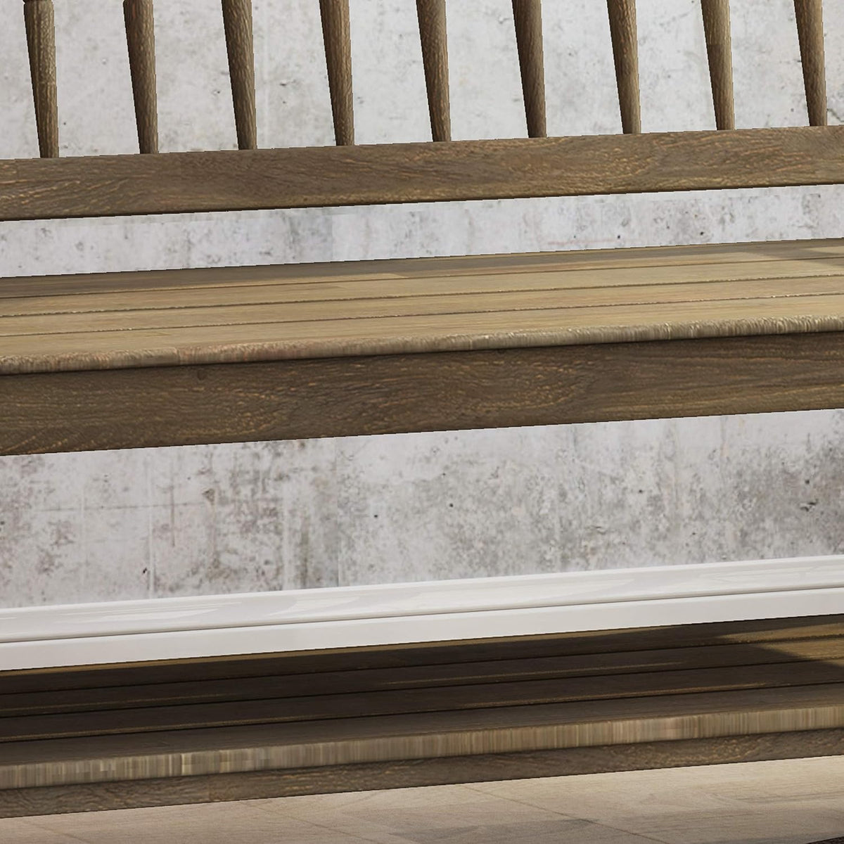 Gray and Black Acacia Wood Bench with Shelf R1668