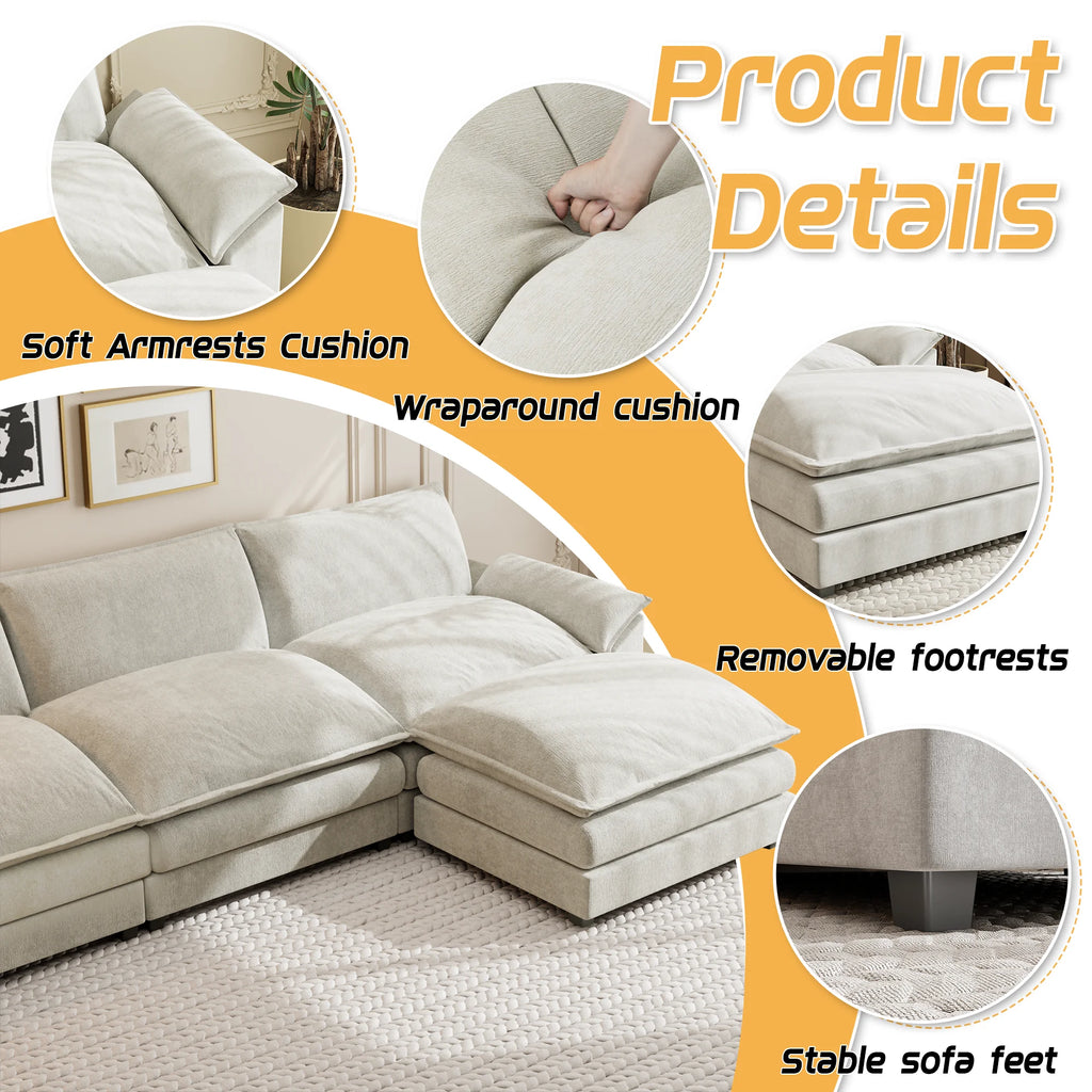 Gray L-shaped Sectional Sofa with Reversible Chair B655