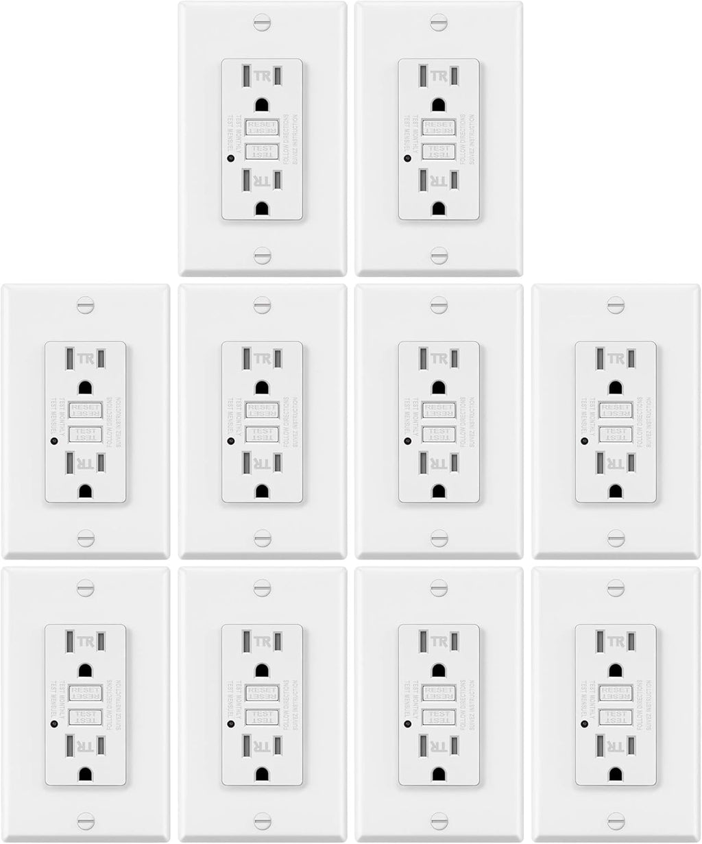 10 Pack White Tamper Resistant GFCI Outlets with Wallplate N549591