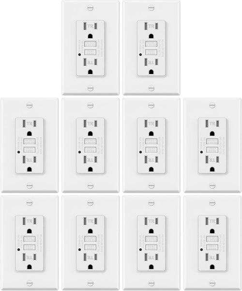 10 Pack White Tamper Resistant GFCI Outlets with Wallplate N549591