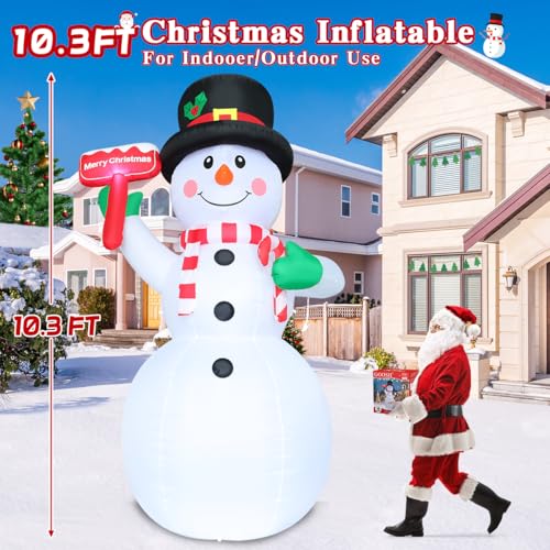 10.3 FT Christmas Inflatables Snowman with LEDs M7843