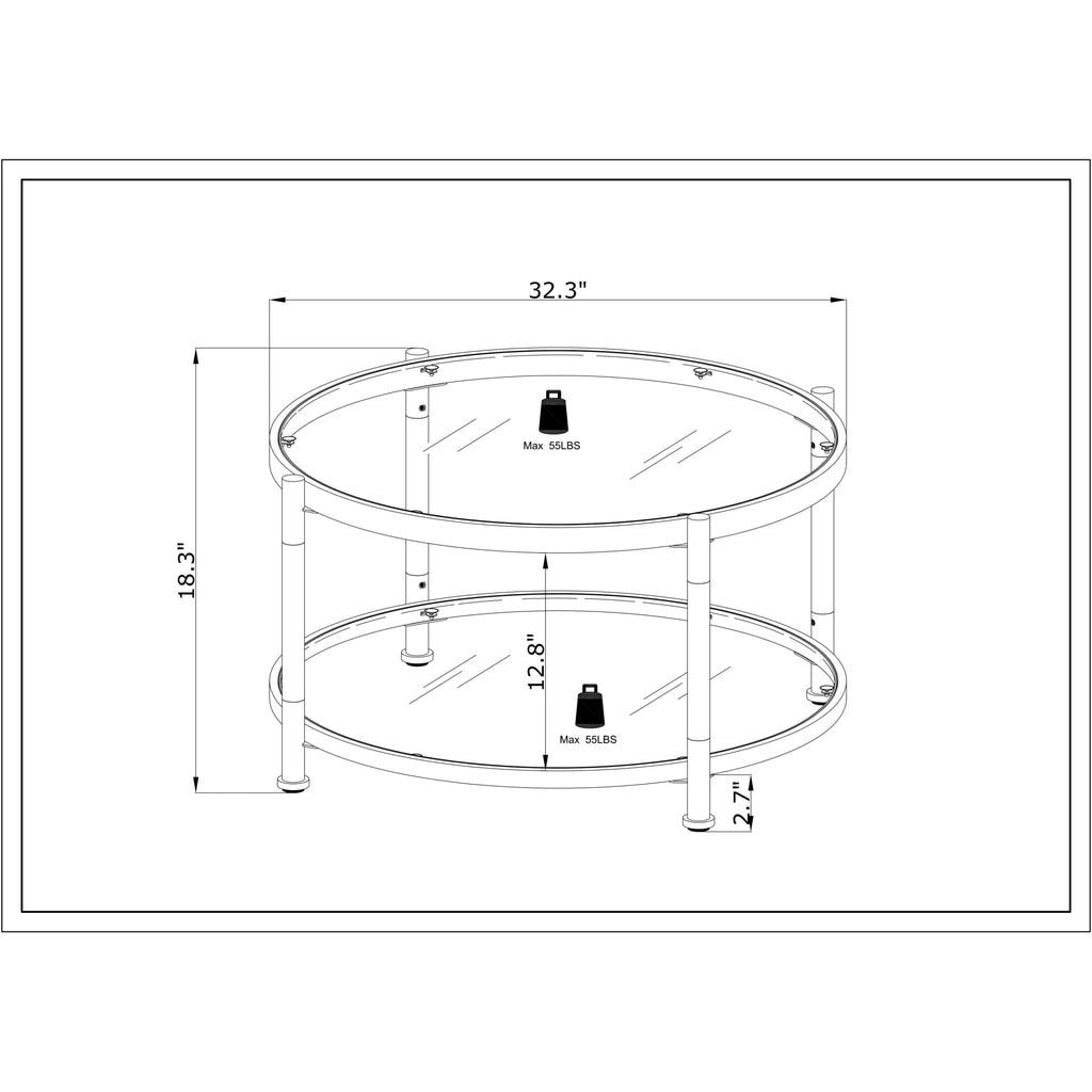 Acrylic Round Tempered Glass Coffee Table H409