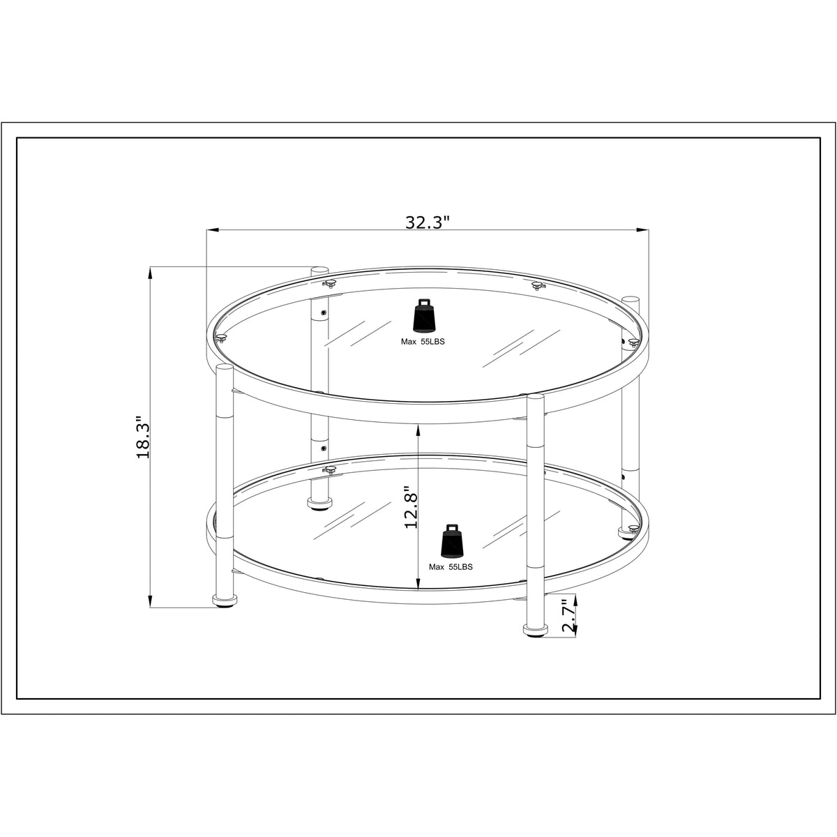 Acrylic Round Tempered Glass Coffee Table H409