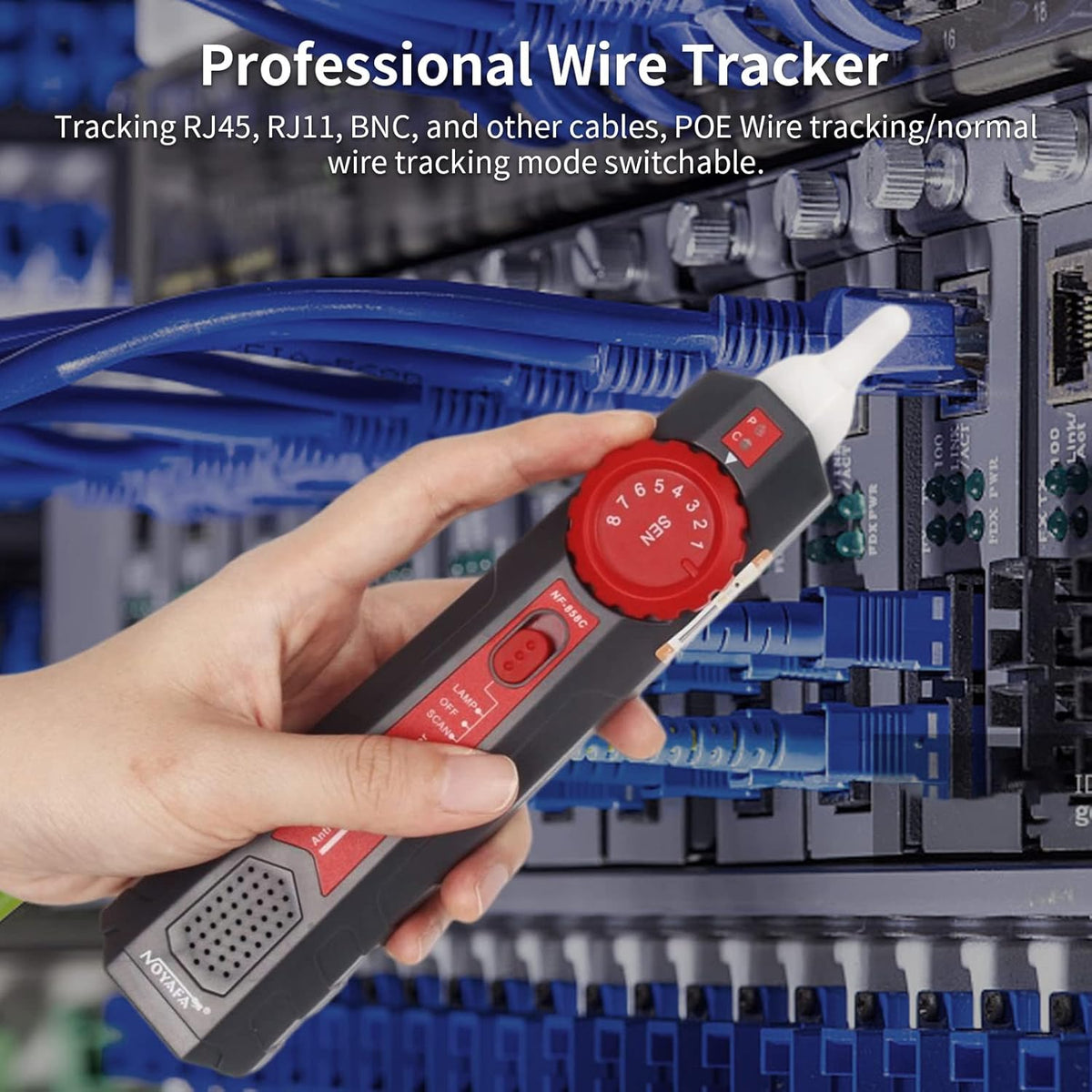 LCD Network Tester, RJ11 RJ45 Coax Cable Tester with VFL and POE Z50828