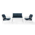 4 Pc Outdoor Metal Conversation Set Navy White Z115712