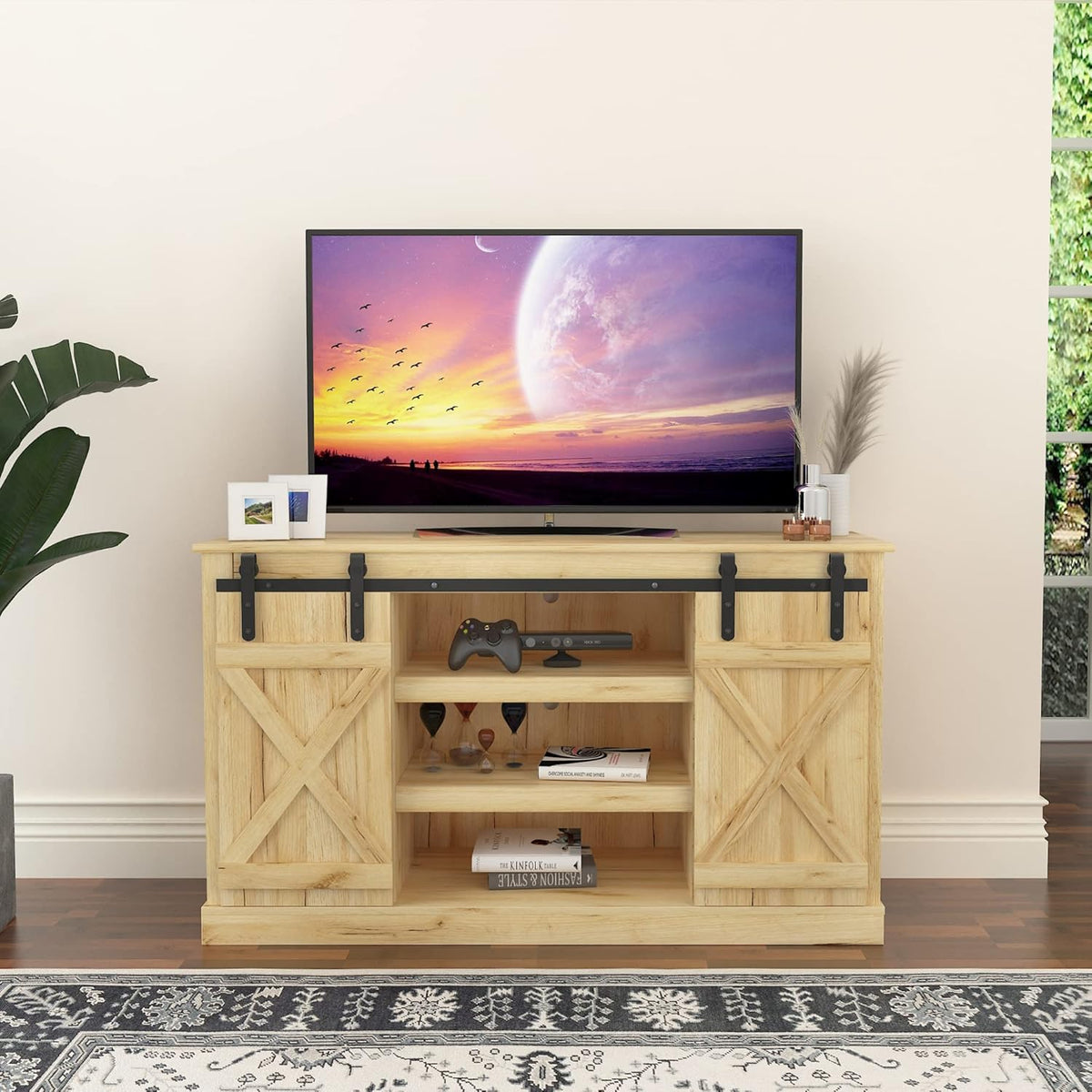Dark Brown Wood Grain TV Stand S7628