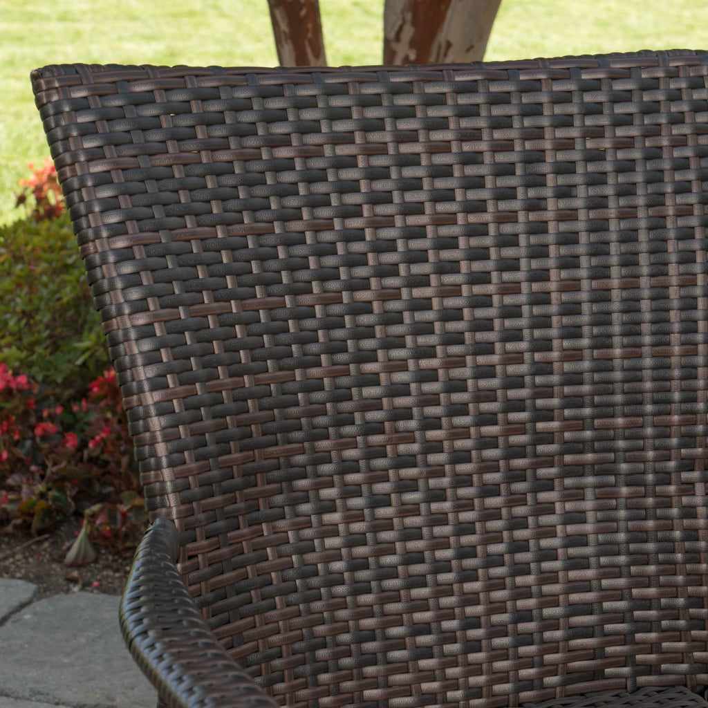 6-Piece Acacia Wood Dining Set with Wicker Stacking Chairs F384