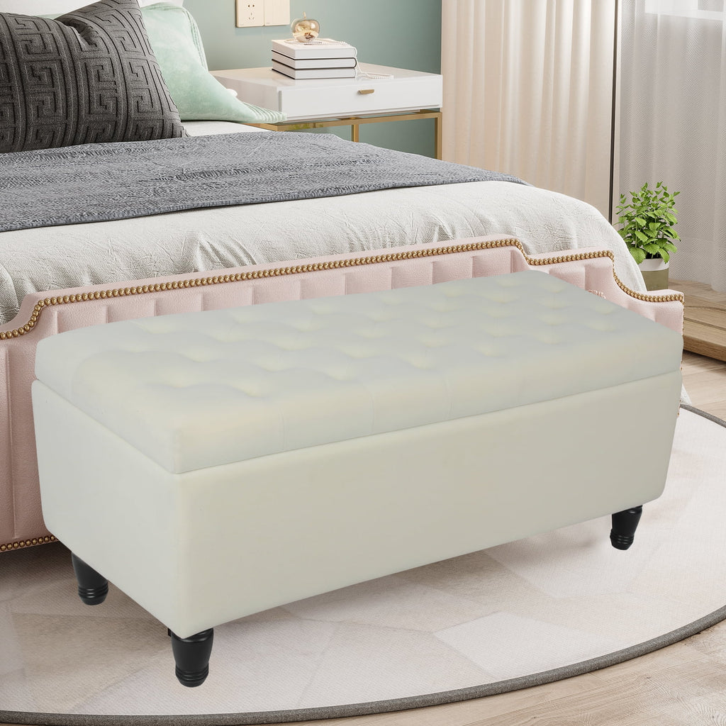 43" Velvet Storage Ottoman with 2 Footstools B835