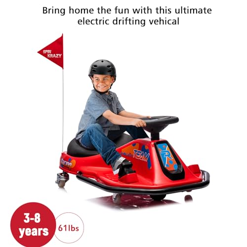 24V Electric Drifting Go Kart for Kids, 360 Degrees Rotating, Red J38297
